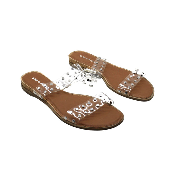 Sun + Stone Easten Slide Sandals, Created for Macy's - Clear Stud