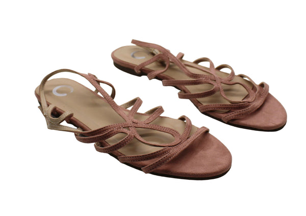 Women S Journee Collection Honey Flat Strappy Sandal Pink Faux Suede