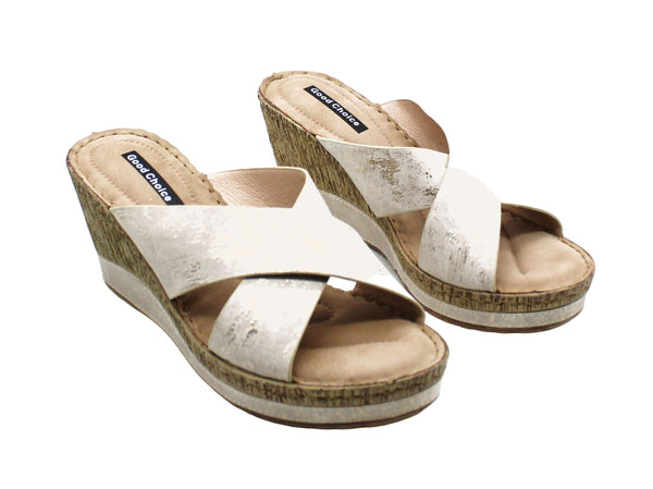 Good Choice Womens Nelena Wedge Sandals Faux Leather Slides