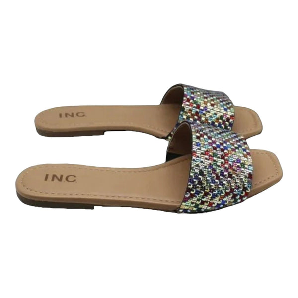 INC Womens Nataliah Embellished Square Toe Slide Sandals